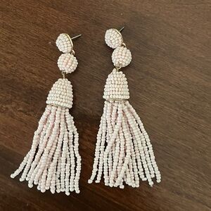 BaubleBar Light Pink Beaded Tassel Earrings